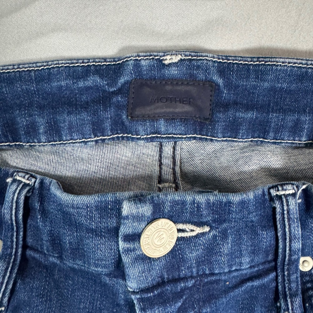 Mother The Looker Ankle Fray Jeans Fast Times Wash Blue Contemporary Sz 27 USA - Picture 4 of 11